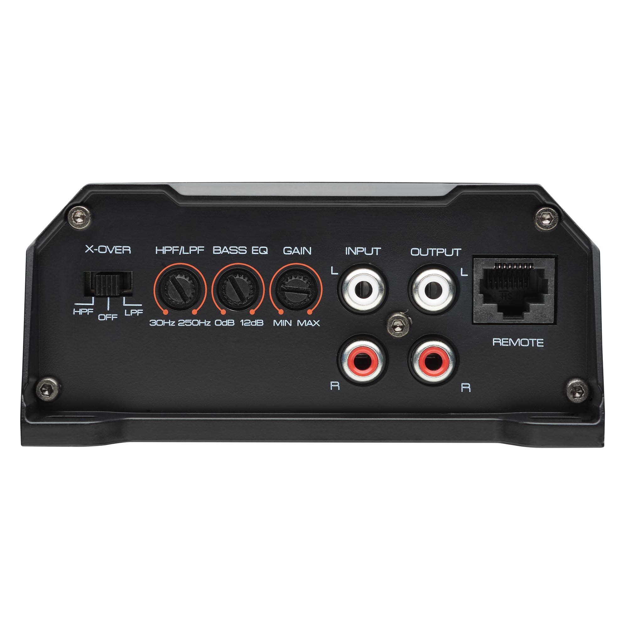 X-OVER HPF/LPF BASS EQ GAIN INPUT OUTPUT L HPF LPF OFF 30Hz 250Hz 0dB 12dB MIN MAX L L 41h HS REMOTE R R
