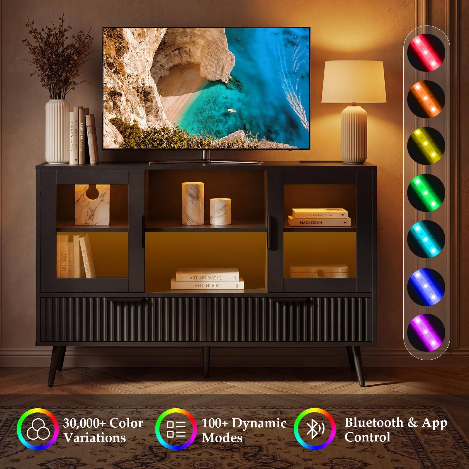 30,000+ Color Variations = 100+ Dynamic Modes Bluetooth & App Control