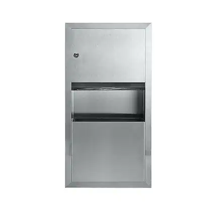 Front. Alpine Industries - Paper Towel Holder, 28" Stainless Steel, Surface-Mounted Paper Towel Dispenser with Trash Receptacle - Stainless Steel.