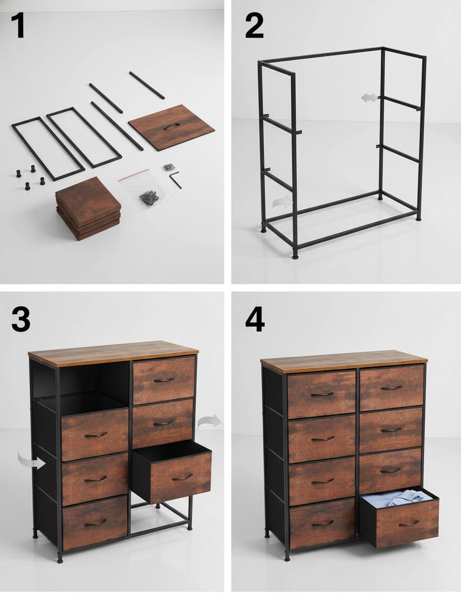 Alt View 2. AOITUN - Dresser Bedroom with 8 Storage Drawers - Large Capacity for Daily Use - Perfect for Dorms and Bedrooms - Steel.