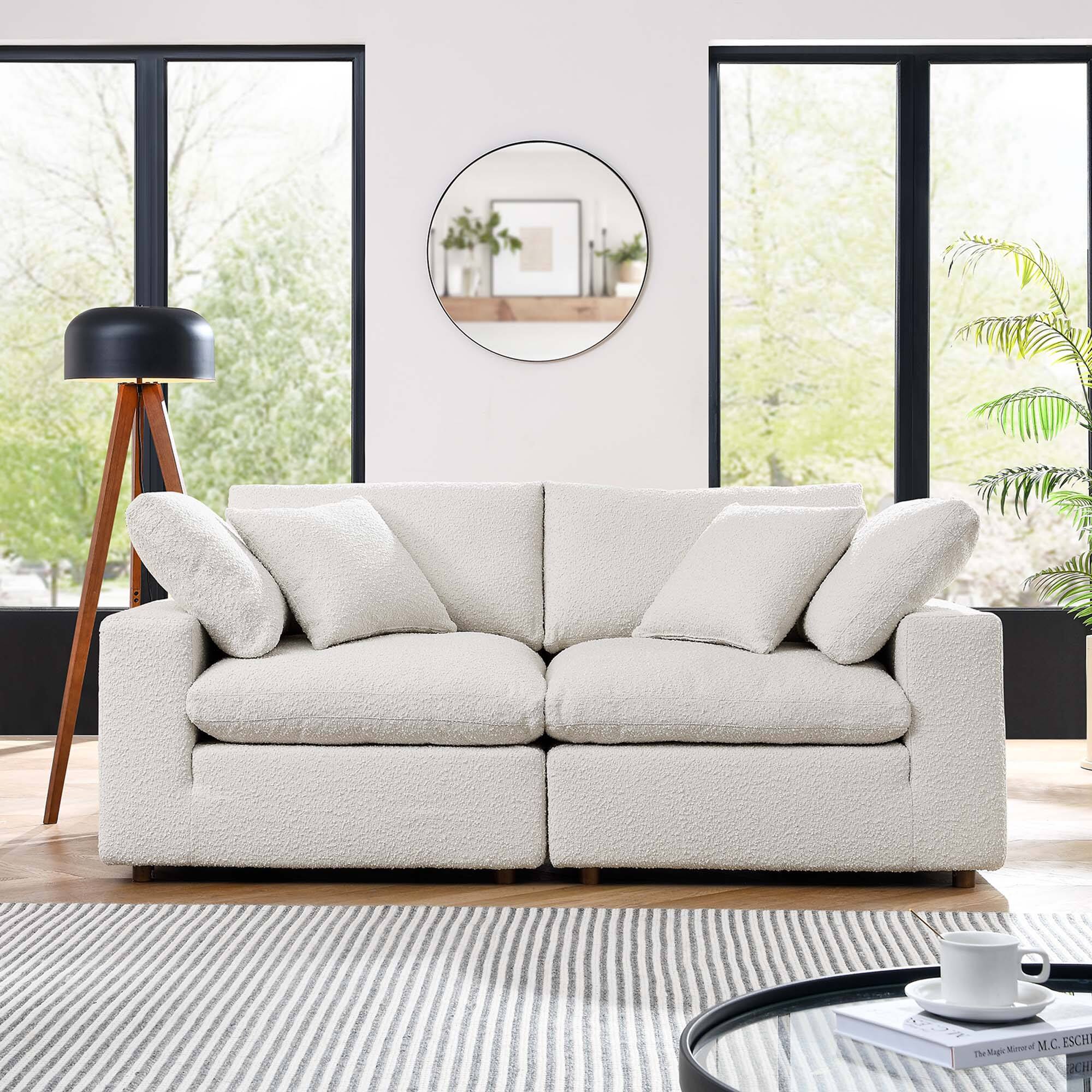Commix Down Filled Overstuffed Boucle Fabric Loveseat by Modway Ivory ...
