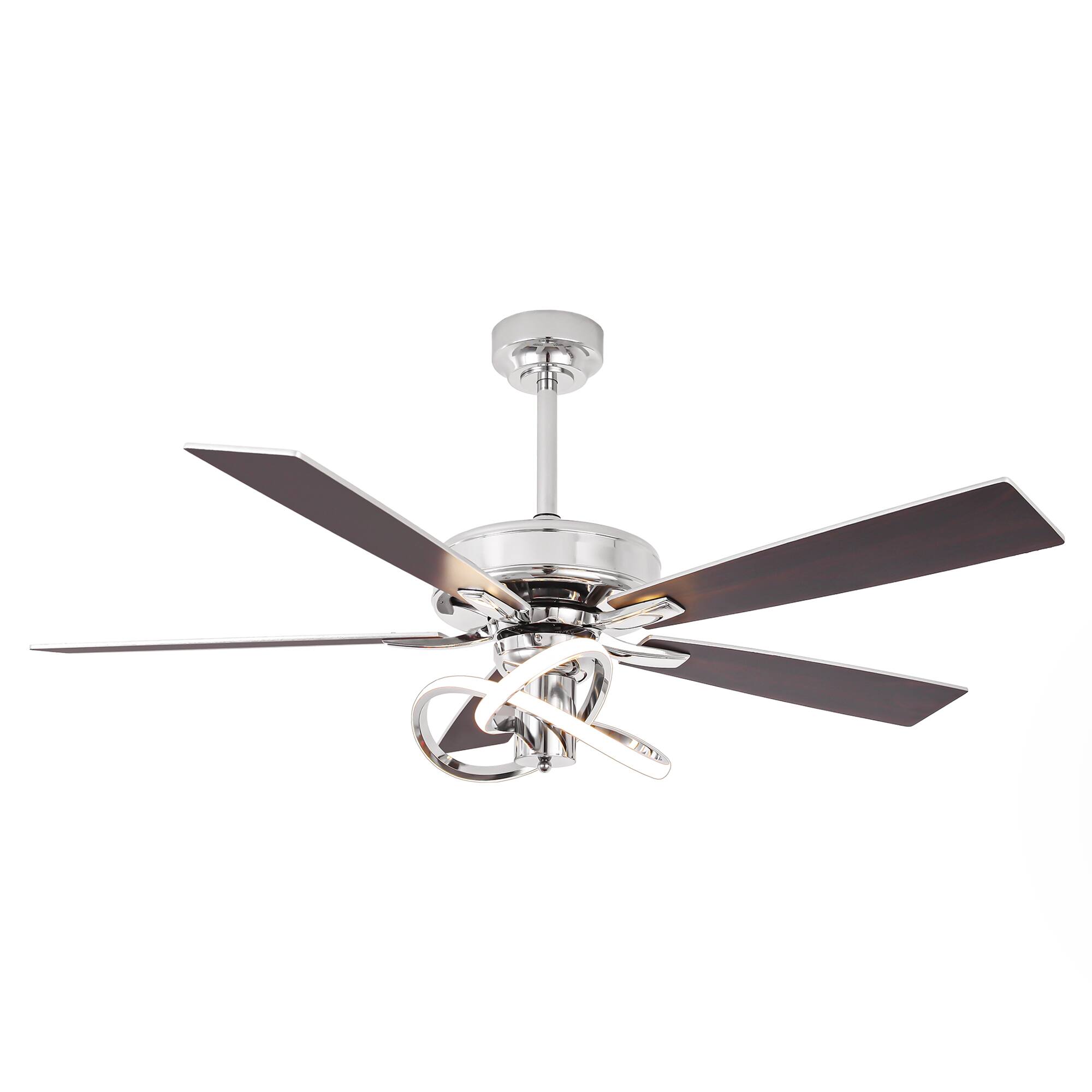 Alt View 8. Parrot Uncle - 52-Inch Modern Chrome 3CCT Integrated LED Ceiling Fan with Light and Remote Control - Chrome.