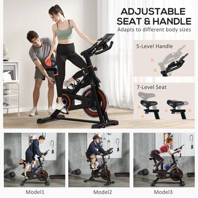 Soozier Exercise Bike, Flywheel Indoor Stationary Bike, Adjustable