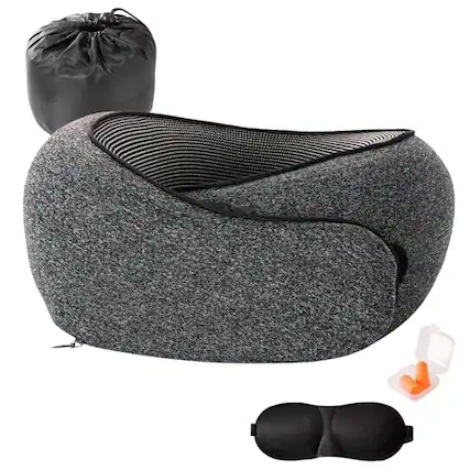Front. Pacoar Cade - Travel Pillow Neck Pillows For Airplanes Comfortable Breathable Cover Memory Foam 360 Degree Support Stowable Ideal - Black.