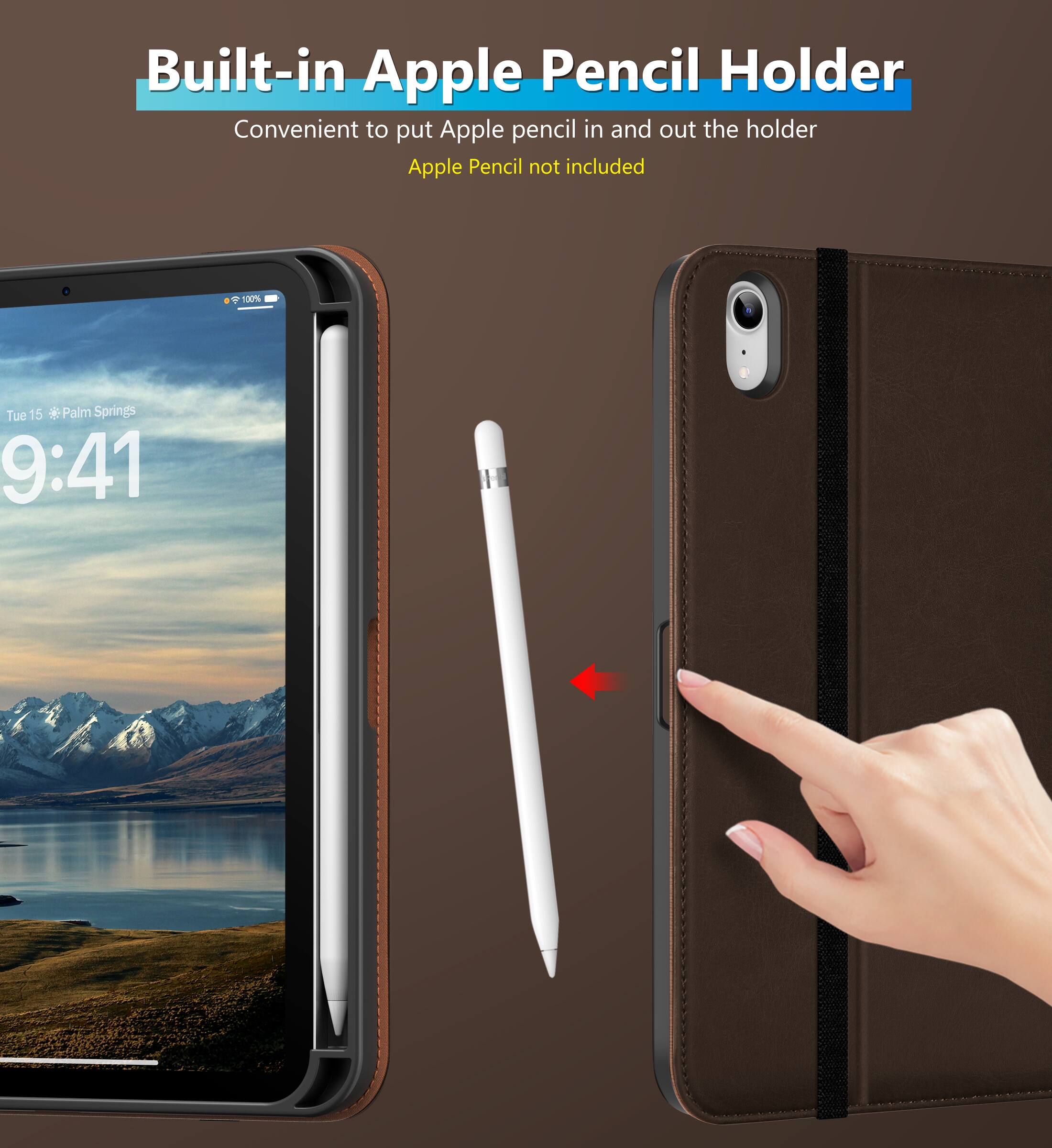 Built-in Apple Pencil Holder  
Convenient to put Apple pencil in and out the holder  
Apple Pencil not included