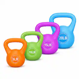 BalanceFrom Fitness - BalanceFrom Sand-Filled Kettlebell Weights Set of 5, 10, 15 & 20 lb - Multicolor