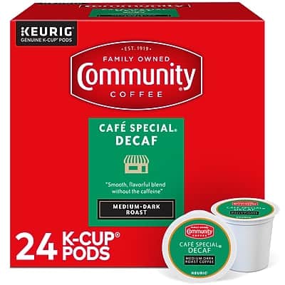 Community Coffee - Cafe Special Decaf Coffee Keurig K-Cup Pods, Medium Dark Roast, 24/Box