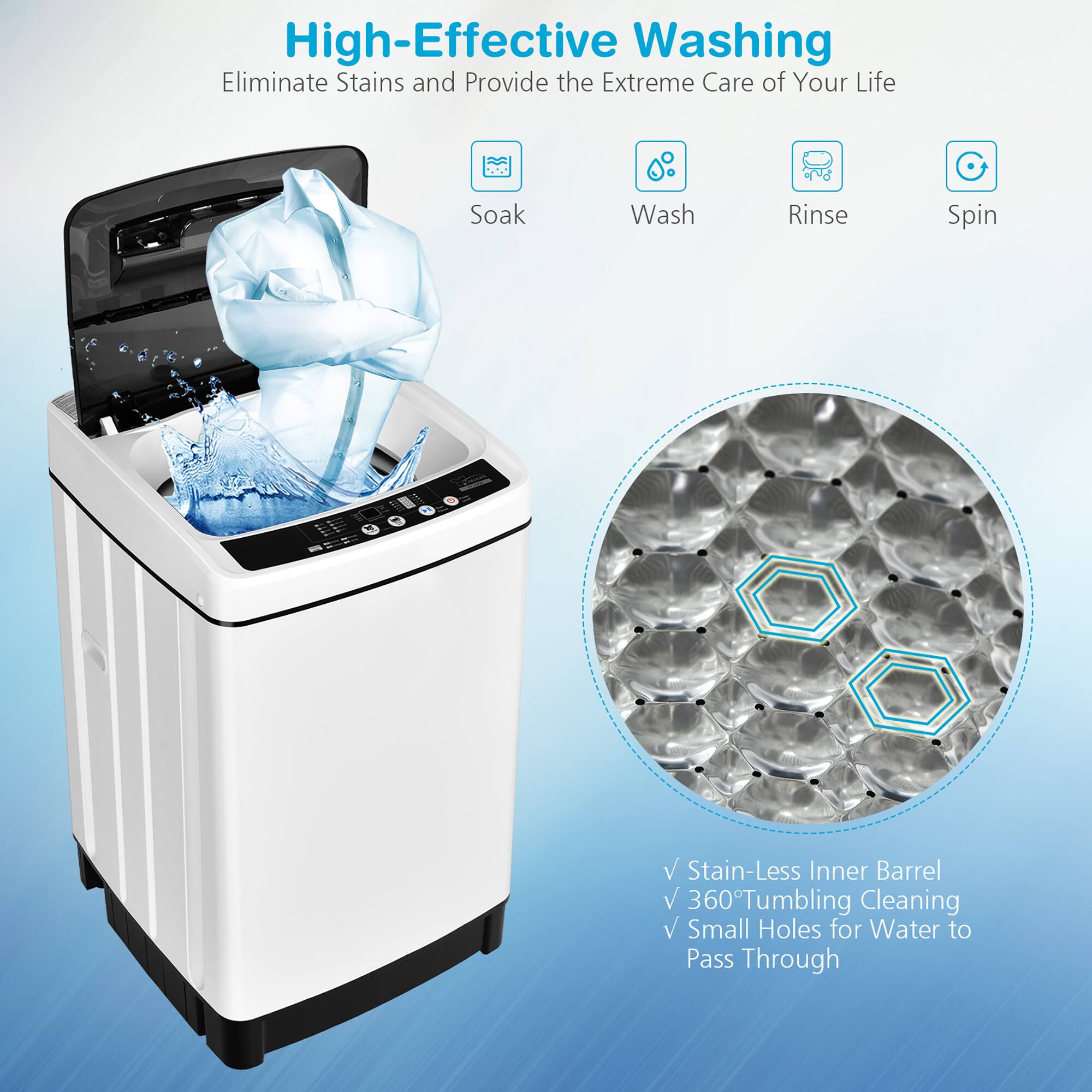 洗濯機 beecard Full Automatic Washing Machine 1.5 Cu. Ft. 11 lb. Washer and