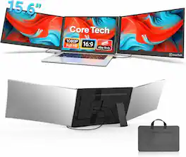 Core Tech - 15.6-Inch Dual-Screen Laptop Monitor Extender with Full HD IPS Displays, USB-C and HDMI - Silver
