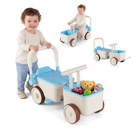 Gymax - 3-in-1 Kids Ride On Push Car Foot-to-Floor Sliding Car for Toddler w/ Rope - Blue
