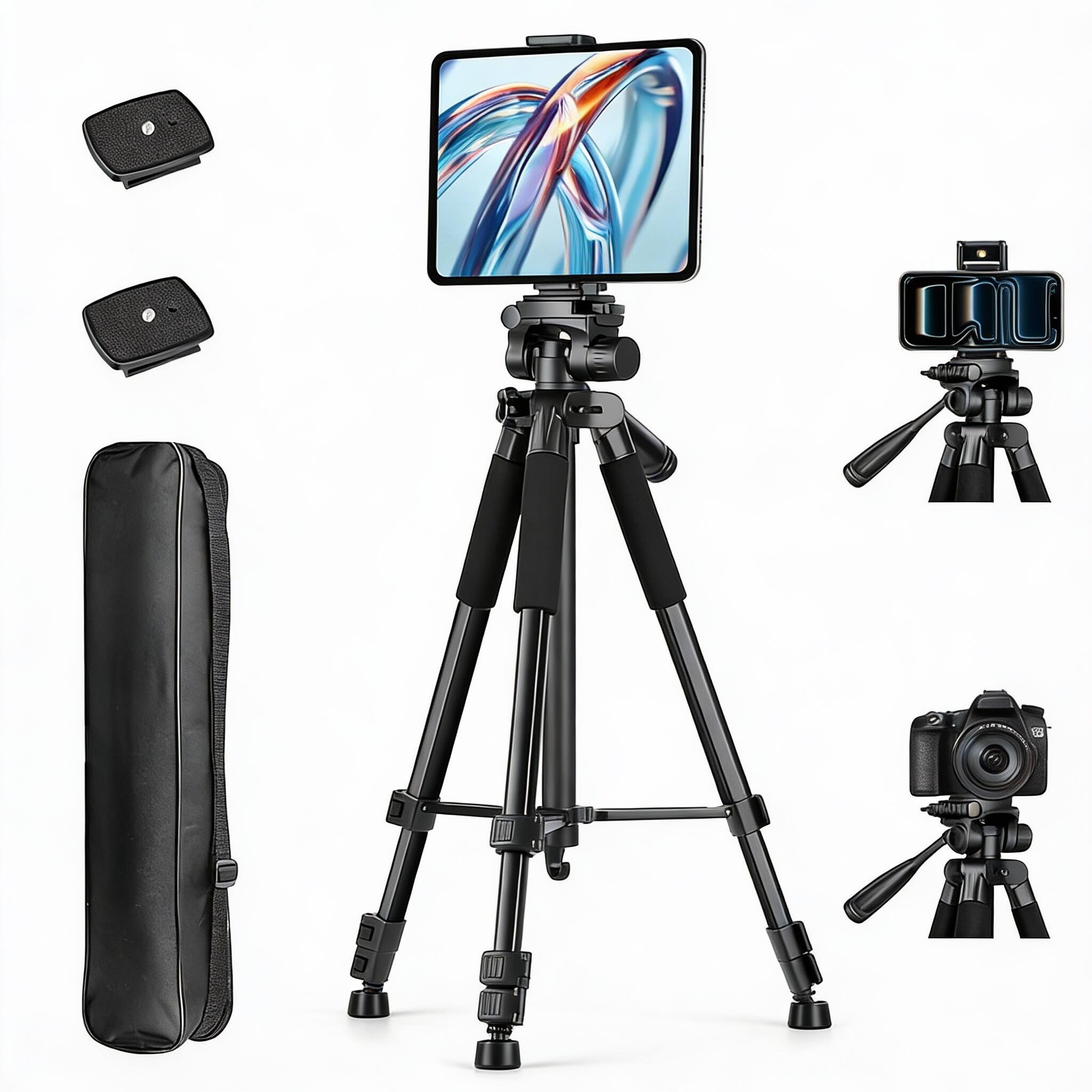 Back. OMOMMD - Phone Ipad Tripod Professional Camera Stand For Tablet With 2 in 1 Holder Carry Bag Extendable Travel Cellp... - Default.
