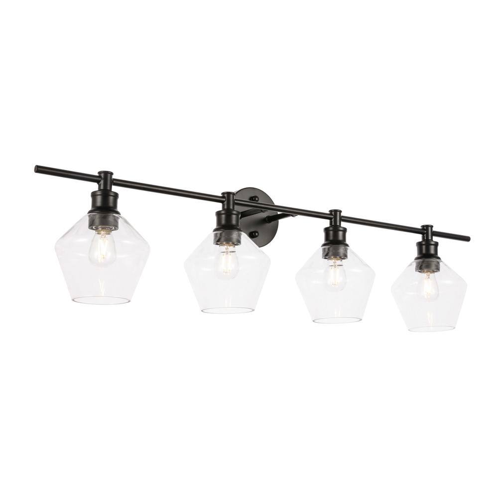 Angle. Living District - Gene 4 light Black and Clear glass Wall sconce - Black And Clear Glass.
