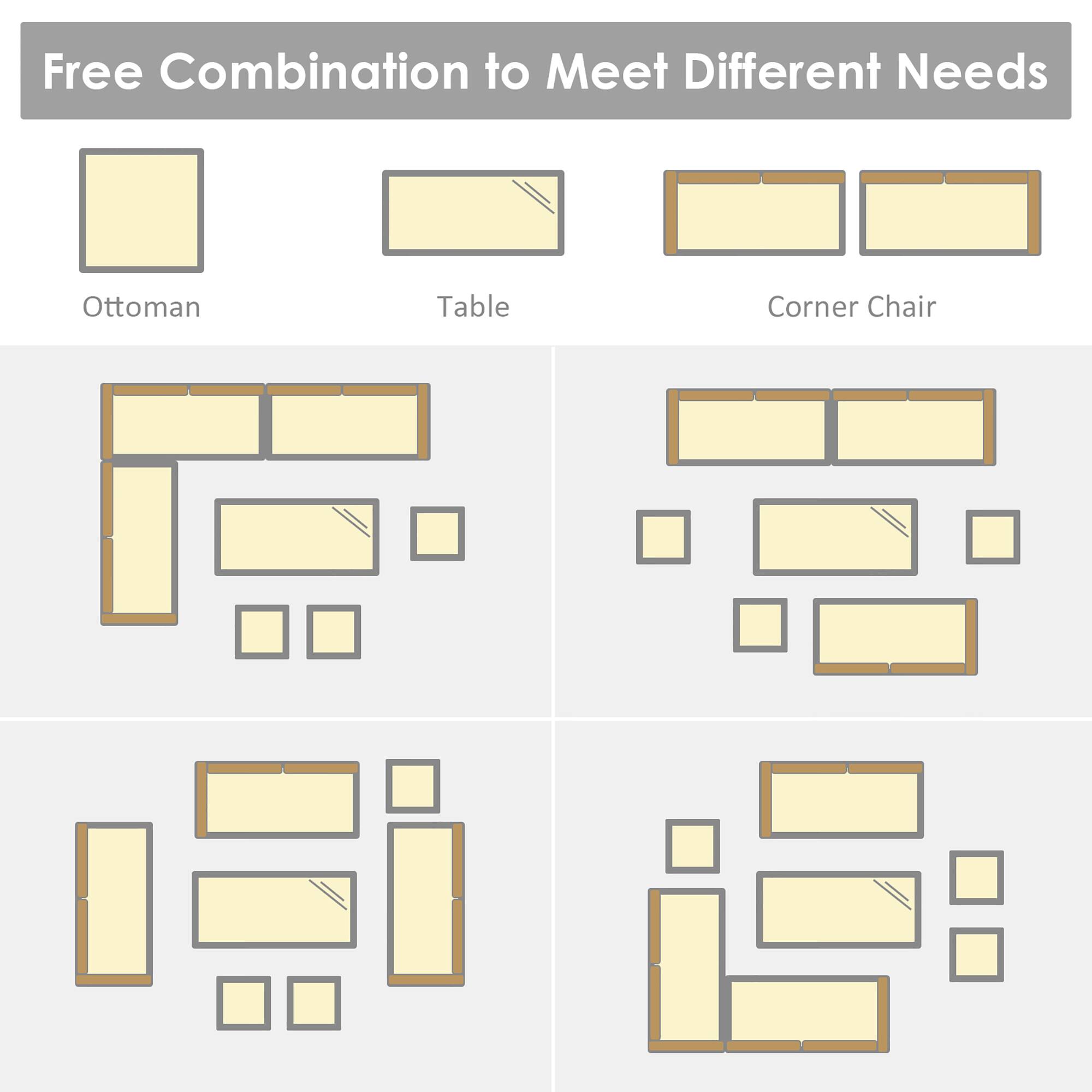 Free Combination to Meet Different Needs: Ottoman, Table, Corner Chair