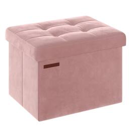 Songmics Home - Foldable Storage Ottoman Foot Rest – Supports up to 286 lb - Pink