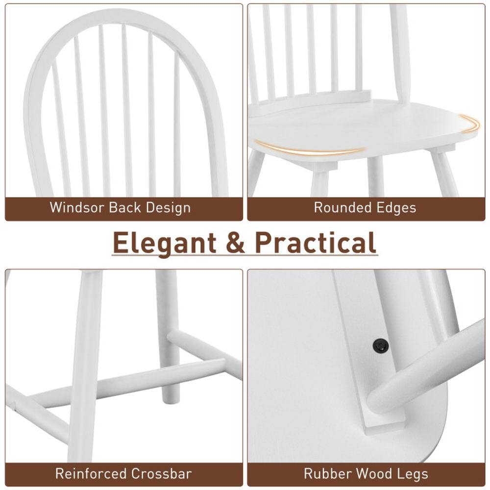 Windsor Back Design  
Rounded Edges  
Elegant & Practical  
Reinforced Crossbar  
Rubber Wood Legs