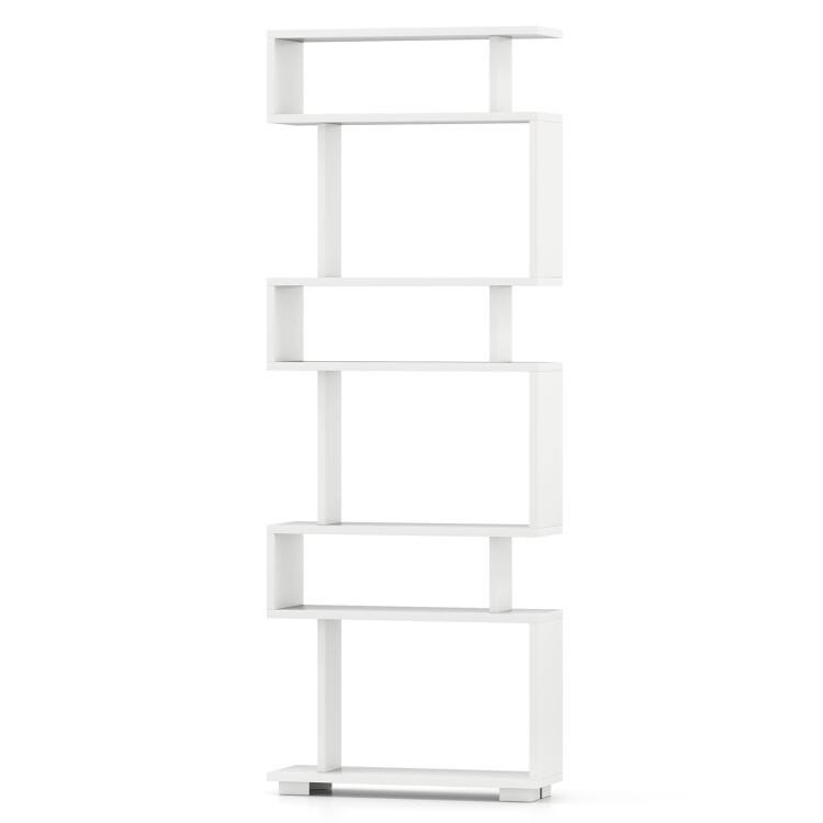 Front. SlickBlue - 6-Tier Storage Bookcase with Anti-Tipping Device for Home Use - White.