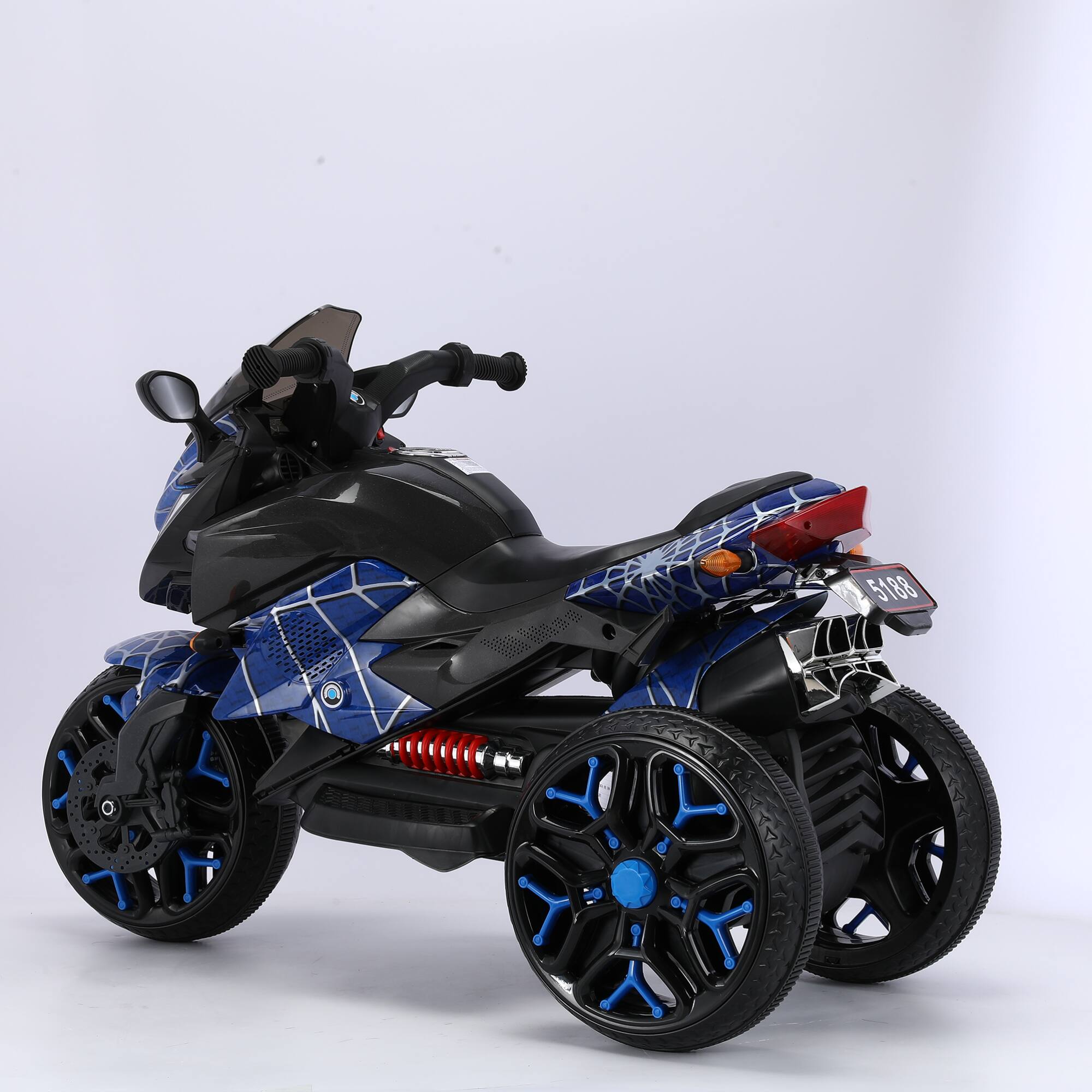 Alt View 1. ELEMENT ACE - 12V Electric Ride-On Motorcycle Toy for Kids Ages 3-6 with Training Wheels and LED Lighting - Blue.