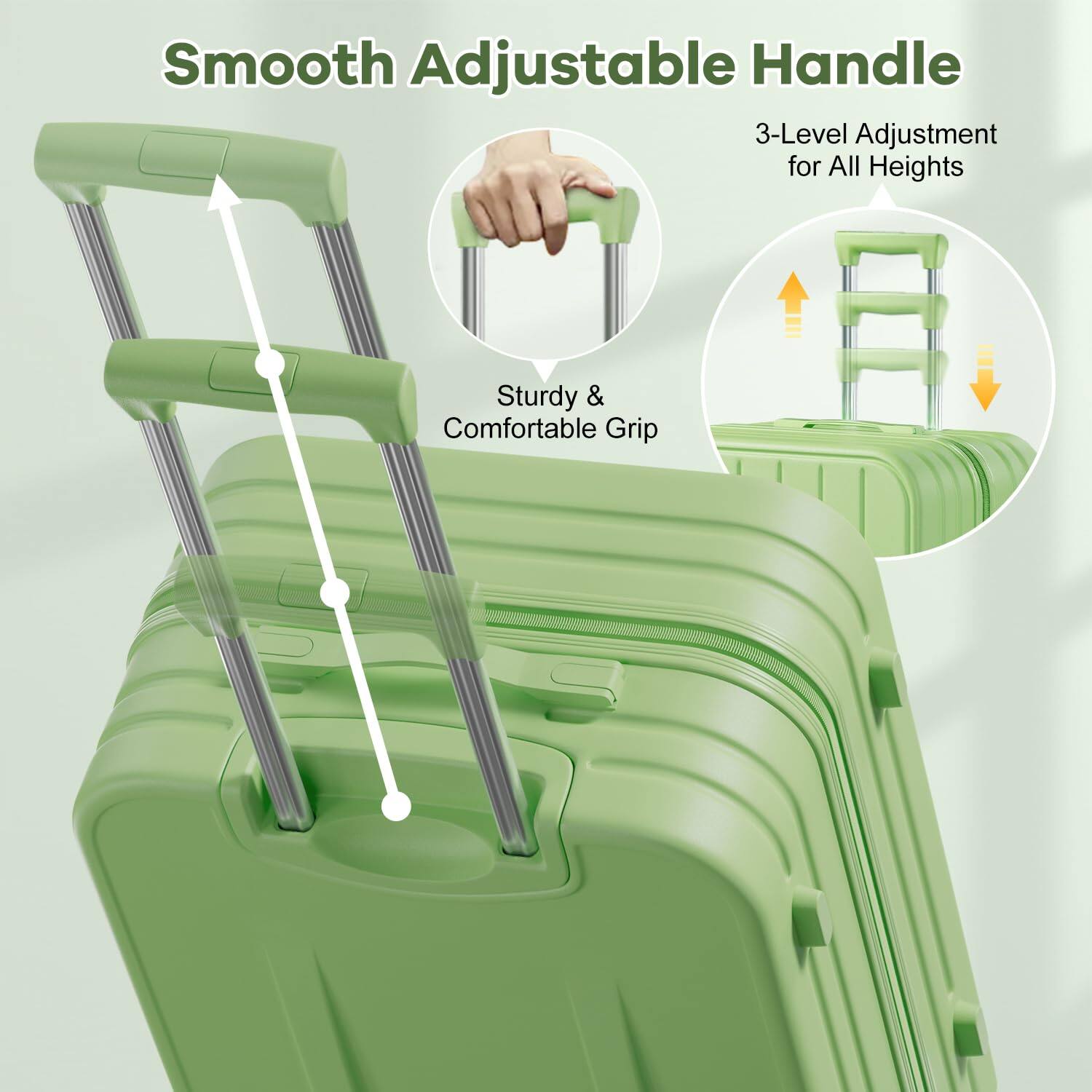 Smooth Adjustable Handle  
3-Level Adjustment for All Heights  
Sturdy & Comfortable Grip