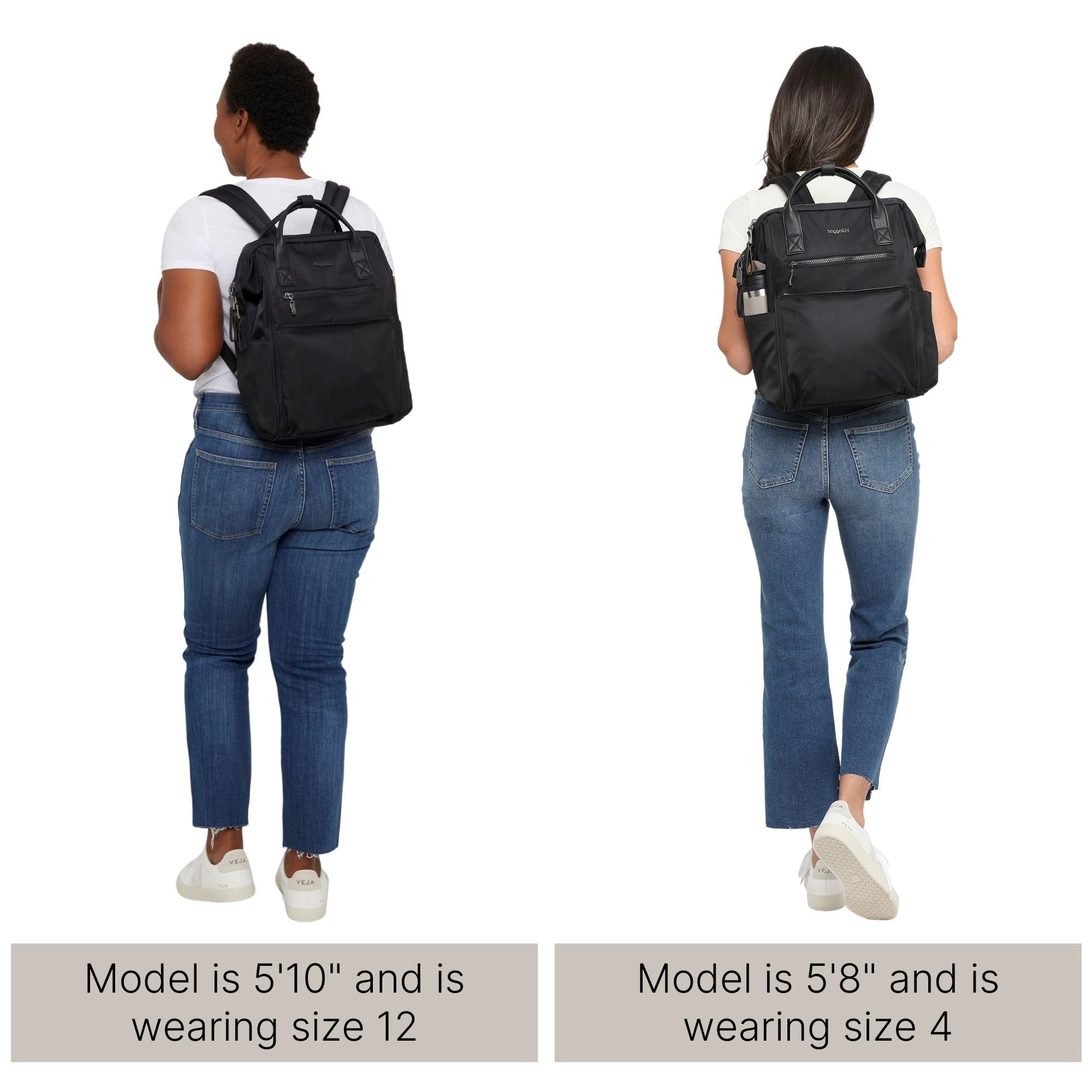 Model is 5'10" and is wearing size 12

Model is 5'8" and is wearing size 4