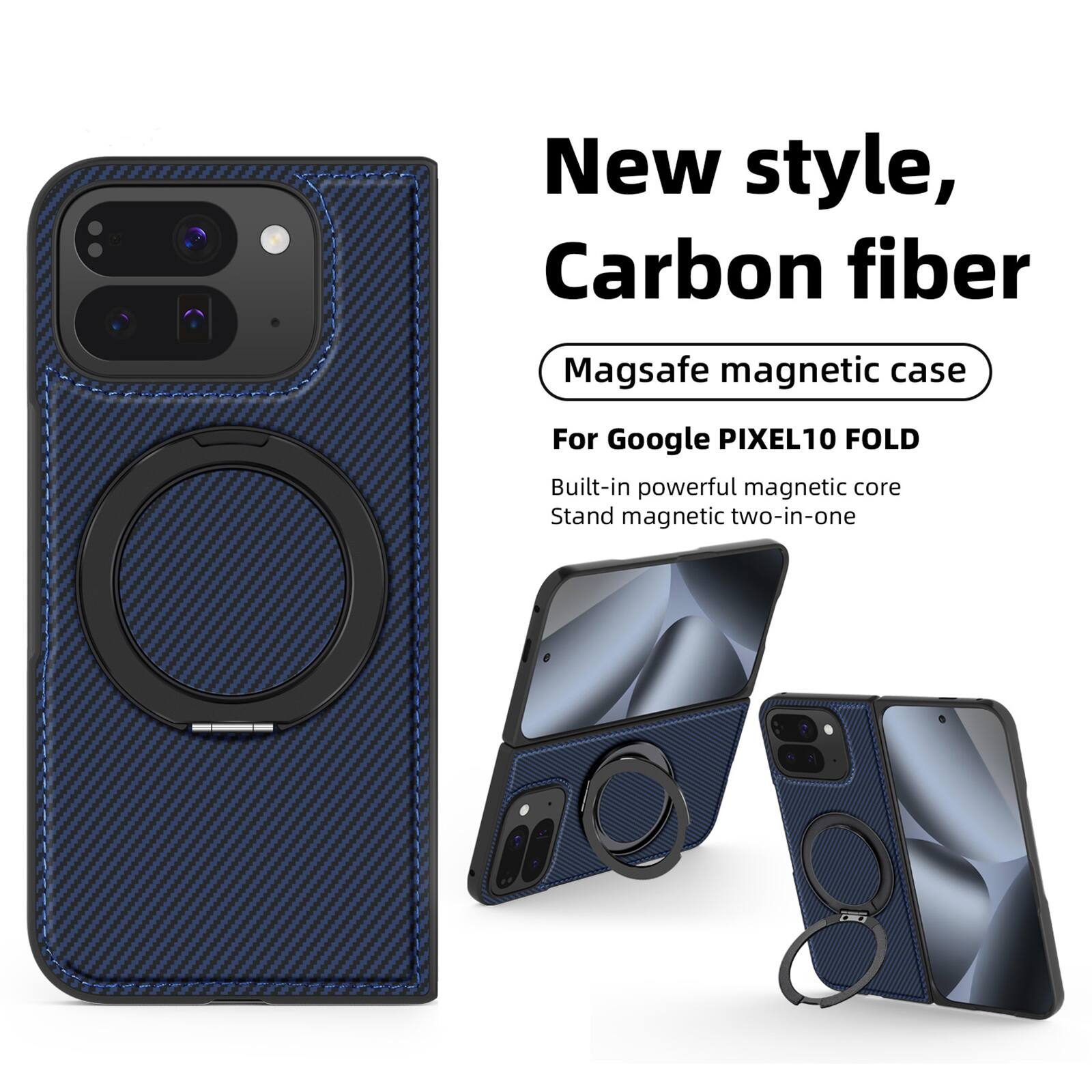 New style, Carbon fiber Magsafe magnetic case For Google PIXEL10 FOLD Built-in powerful magnetic core Stand magnetic two-in-one
