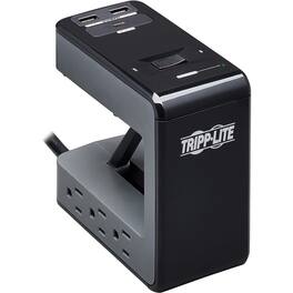Eaton Tripp Lite Series Safe-IT 6-Outlet Clamp Surge Protector, 5-15R Outlets, 3 USB Charging Ports, 8 ft. (2.4 m) Cord - Black