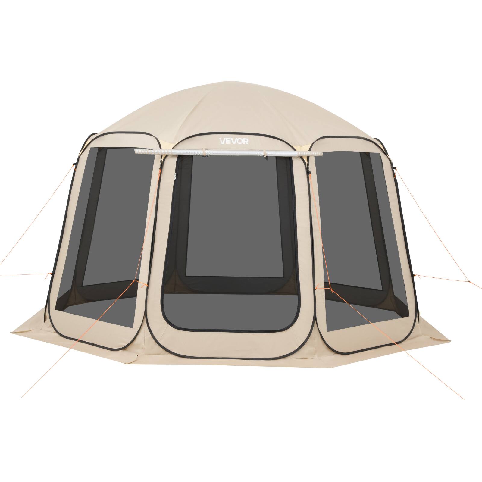 Alt View 5. VEVOR - Screen House Tent, 12 x 11 ft, 10-12 Person Pop Up Screen Tent with Extended Awning, Portable Screened in Canopy - Beige.