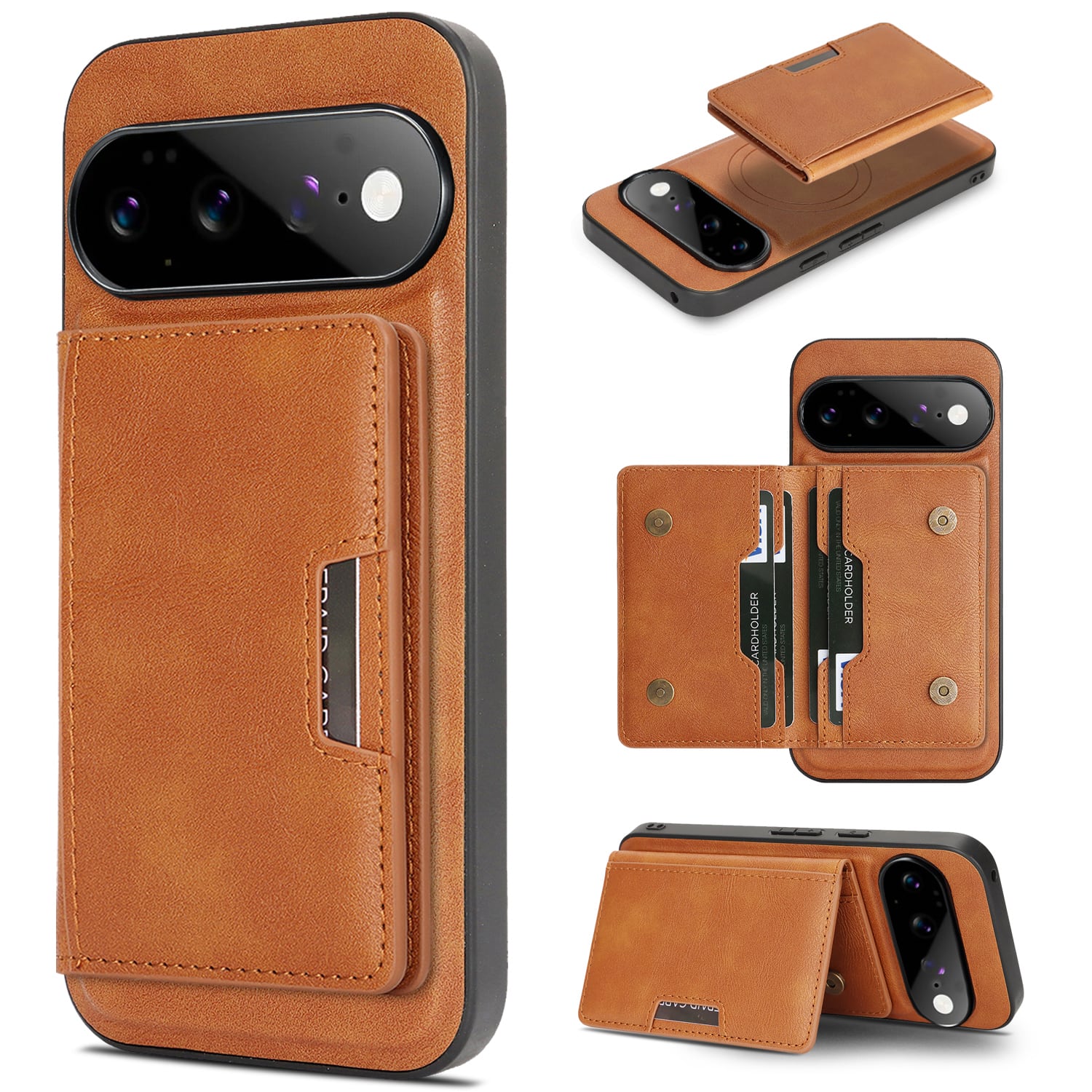 Dteck - Wallet Case for Google Pixel 11, Compatible with MagSafe Accessory Detachable Magnetic Card PU Leather Cover - Brown price history on PriceWatchPro
