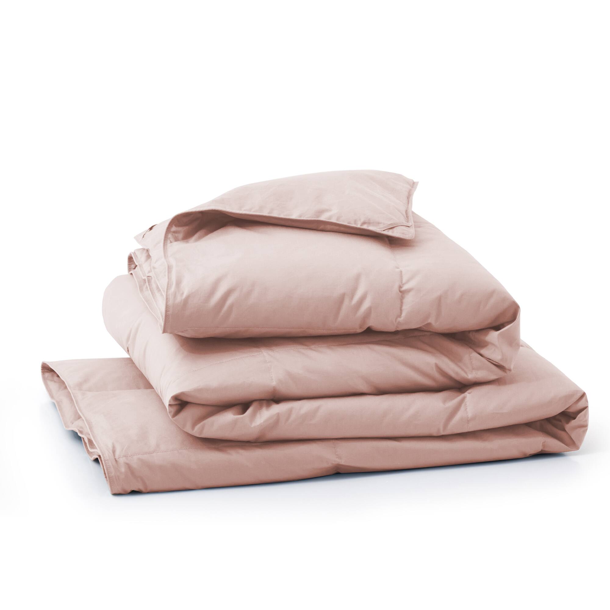 Alt View 1. Puredown - Puredown Luxurious 300TC 100% Organic Cotton Down Feather Fiber Comforter, Pink, King - Pink.