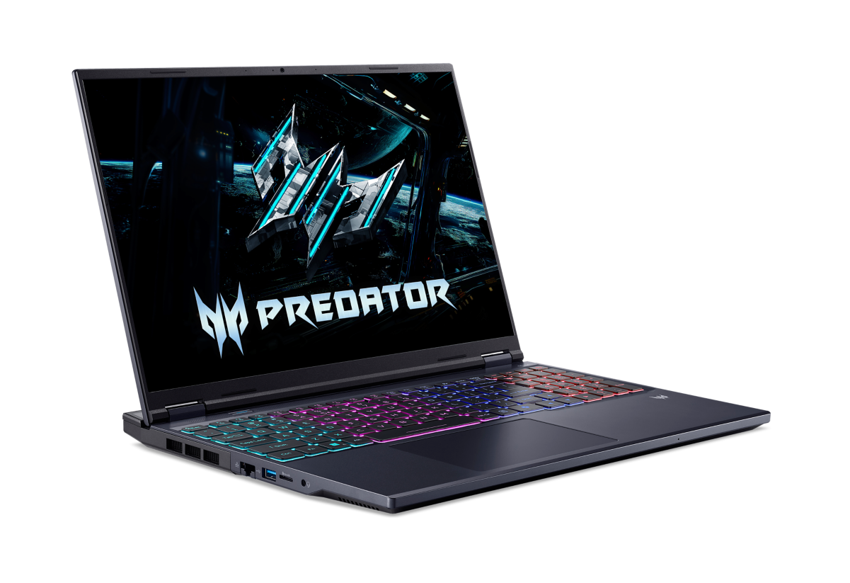 Angle. Acer - Predator Helios Neo 16 Gaming Laptop 16" WUXGA 180Hz, Core i7-14650HX, RTX 5070, 16GB DDR5, 1TB SSD - PHN16-I31-71ZW - Black.