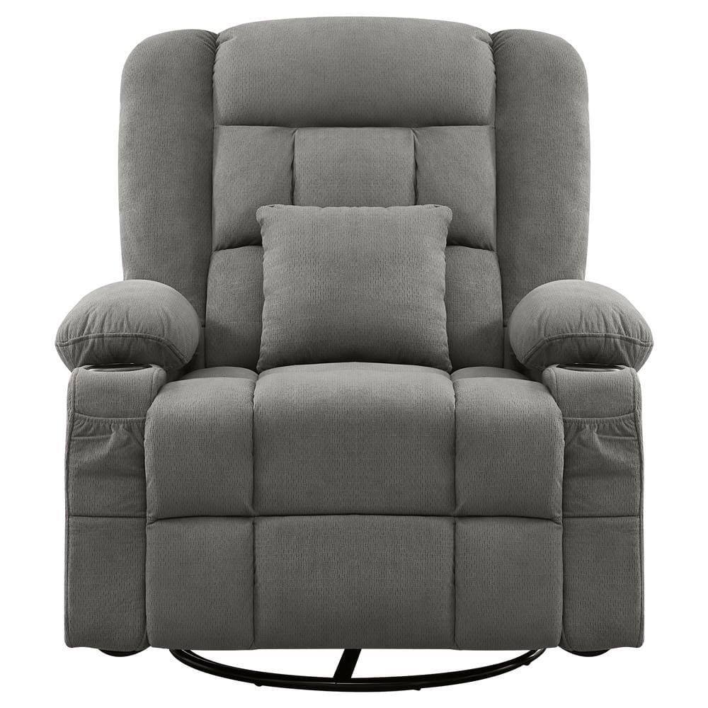 Alt View 9. Kadyn - Oversized Swivel Recliner Chair with Massage & Heat, 350lb Capacity, 8 Vibration Modes, USB Port, Gray - Gray.