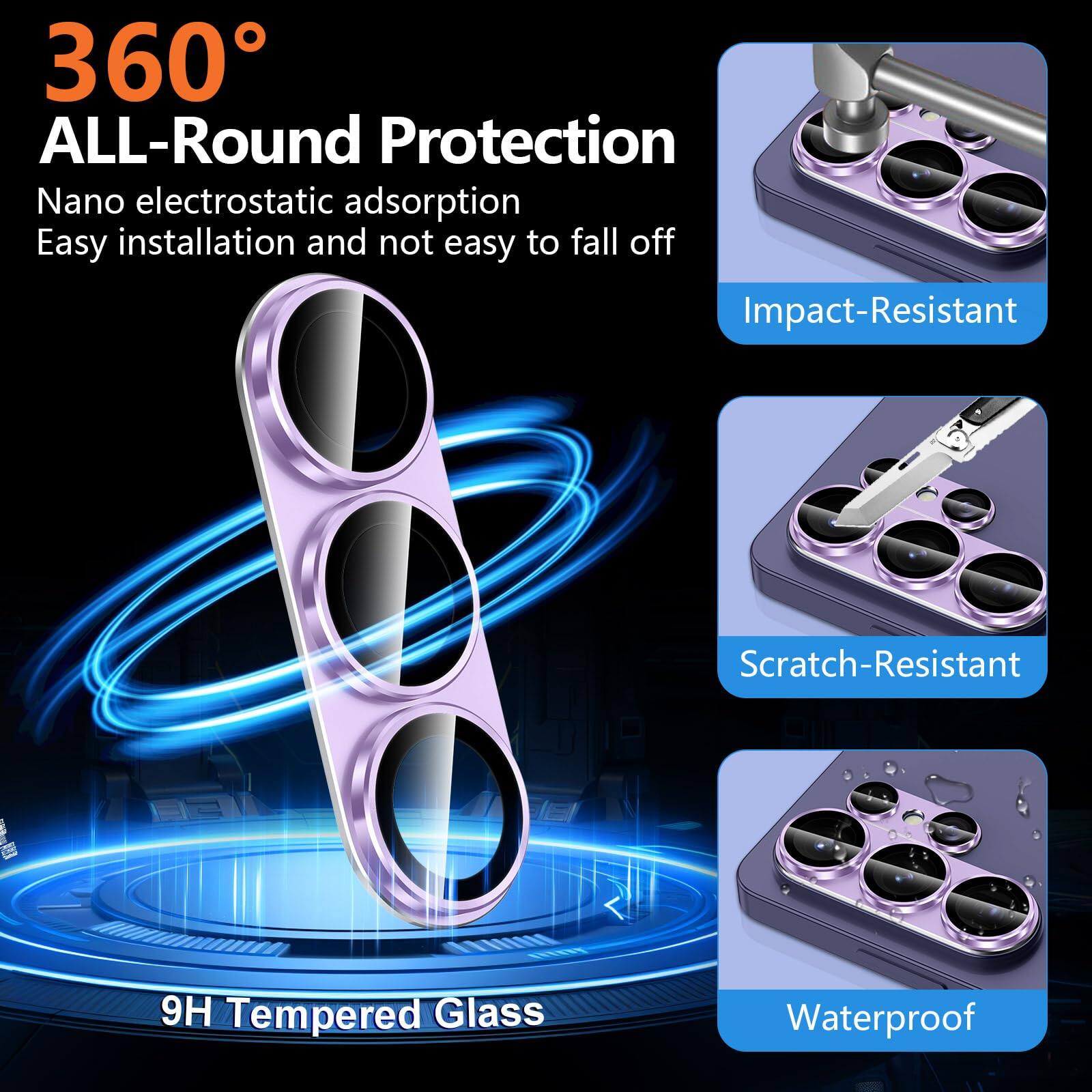 360° ALL-Round Protection  
Nano electrostatic adsorption  
Easy installation and not easy to fall off  

Impact-Resistant  
Scratch-Resistant  
Waterproof  

9H Tempered Glass