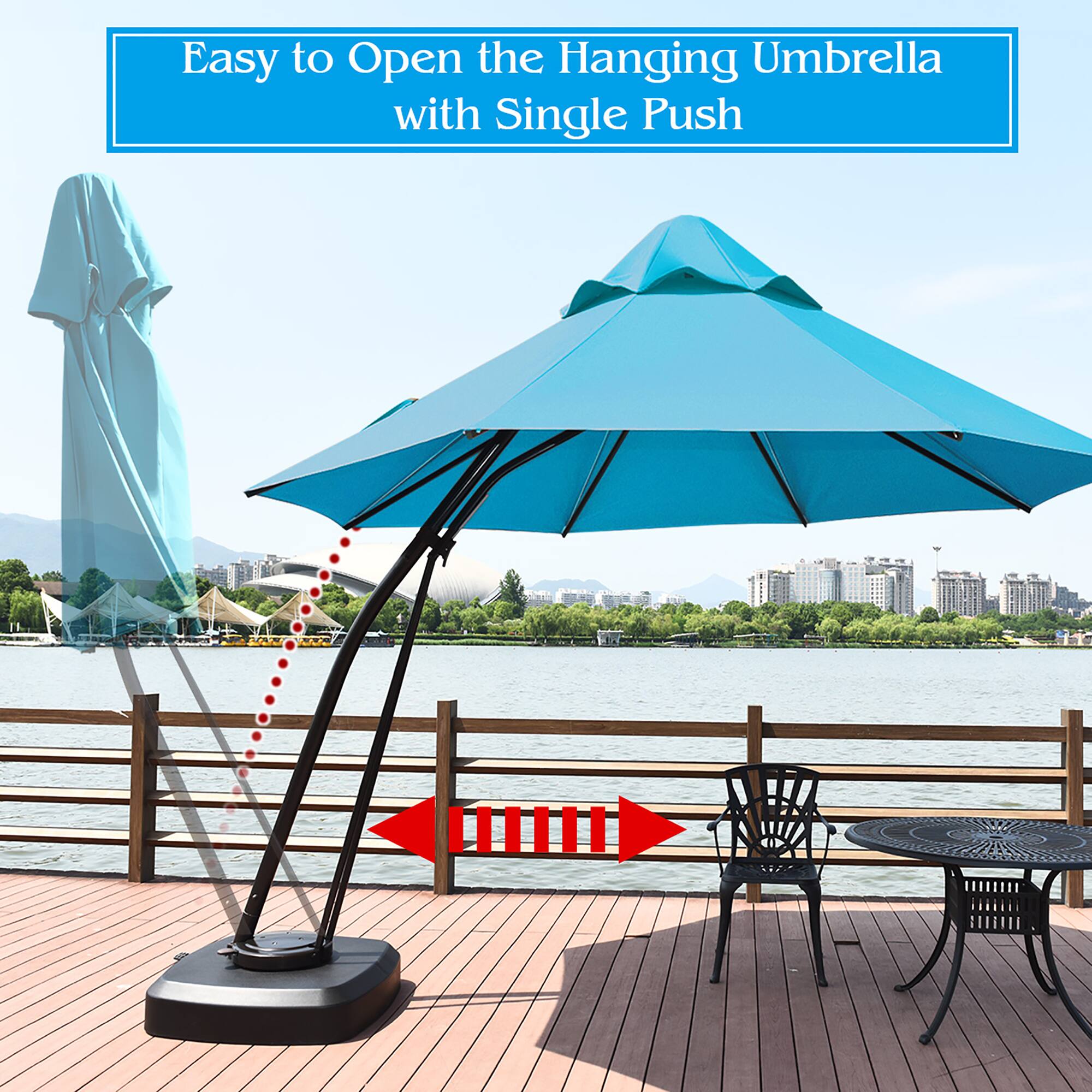 Easy to Open the Hanging Umbrella with Single Push