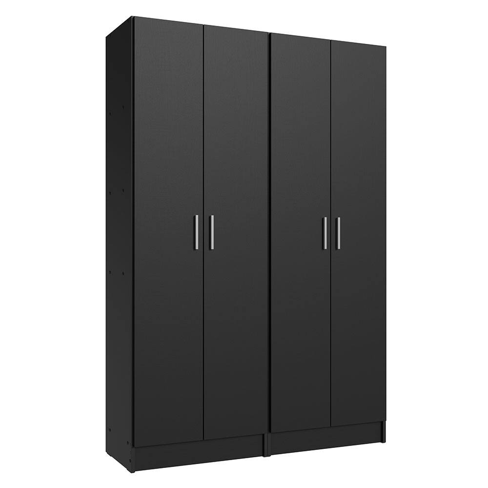 Front. Madesa - Madesa 4 Doors Wardrobe with 10 Utility Shelves 47"L - Black - Black.