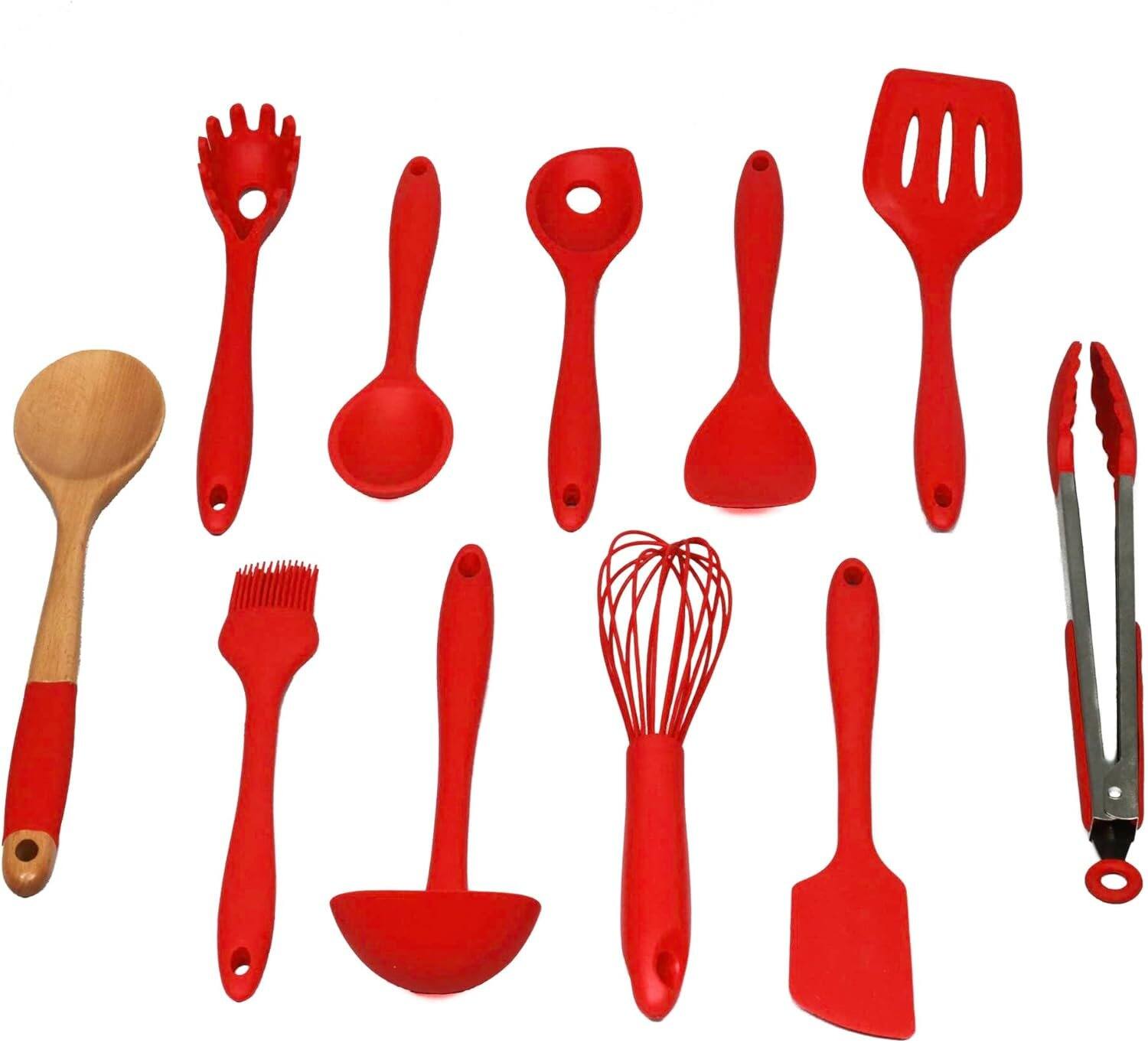 Chef Craft - 11 Piece Premium Silicone Kitchen Tool and Utensil Set - Red