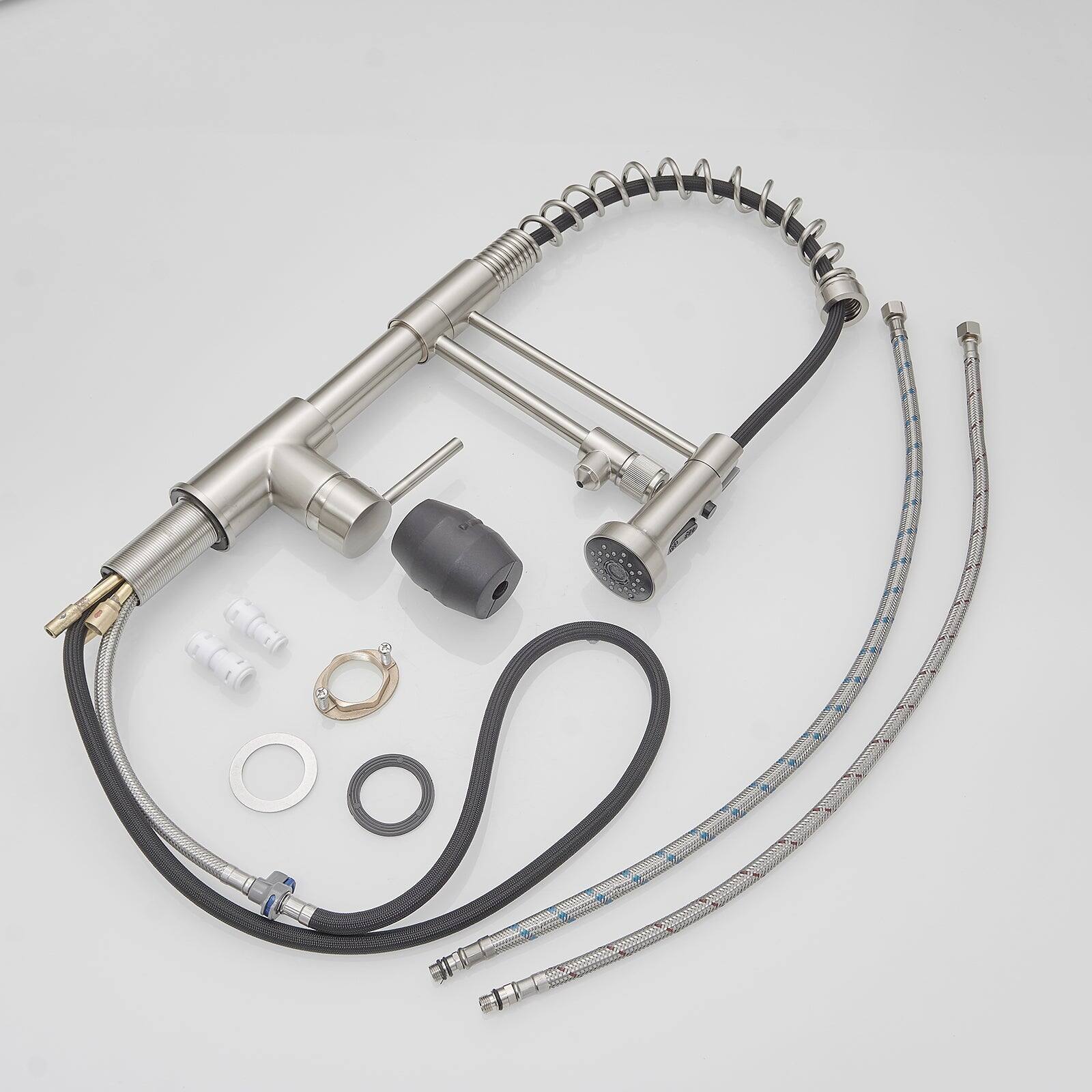 Alt View 2. Boyel Living - Brushed Nickel Single Handle Pull Down Sprayer Kitchen Faucet with Pot Filler and Water Supply Hose - Brushed Nickel.