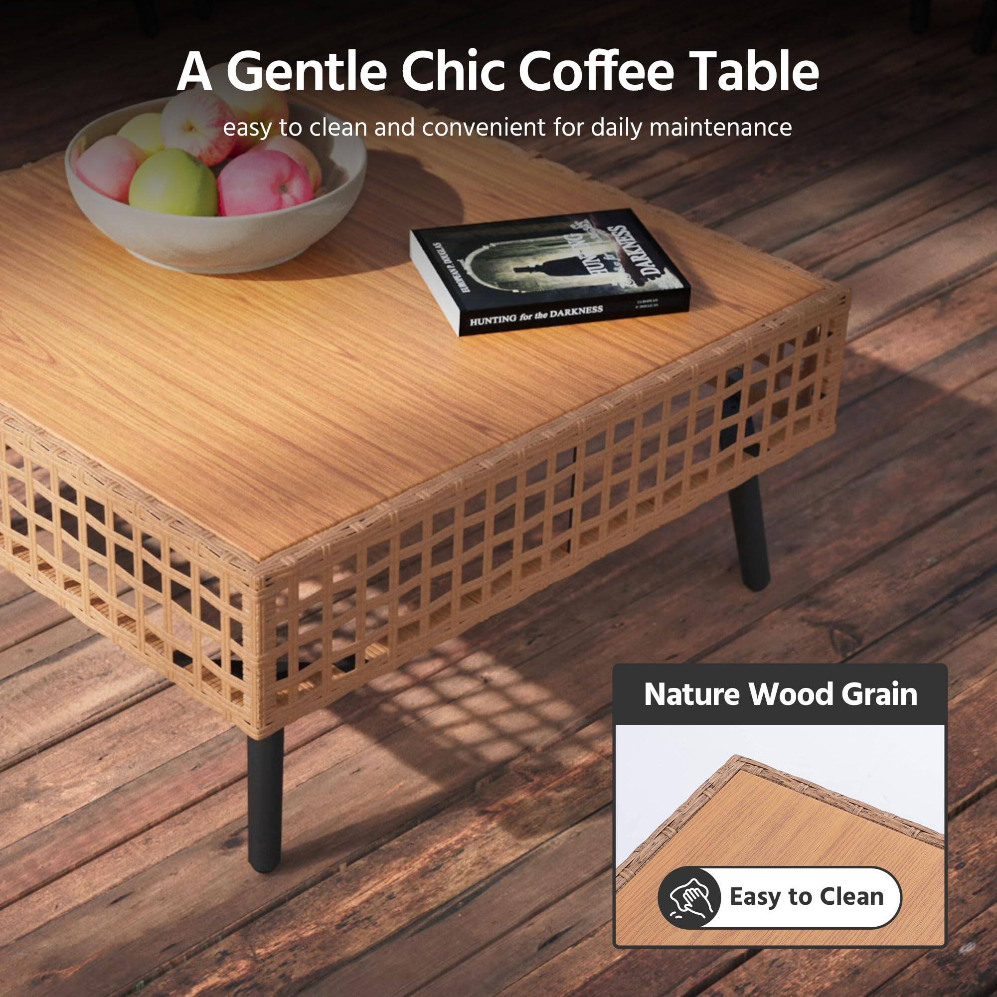 A Gentle Chic Coffee Table  
easy to clean and convenient for daily maintenance  

Nature Wood Grain  
Easy to Clean