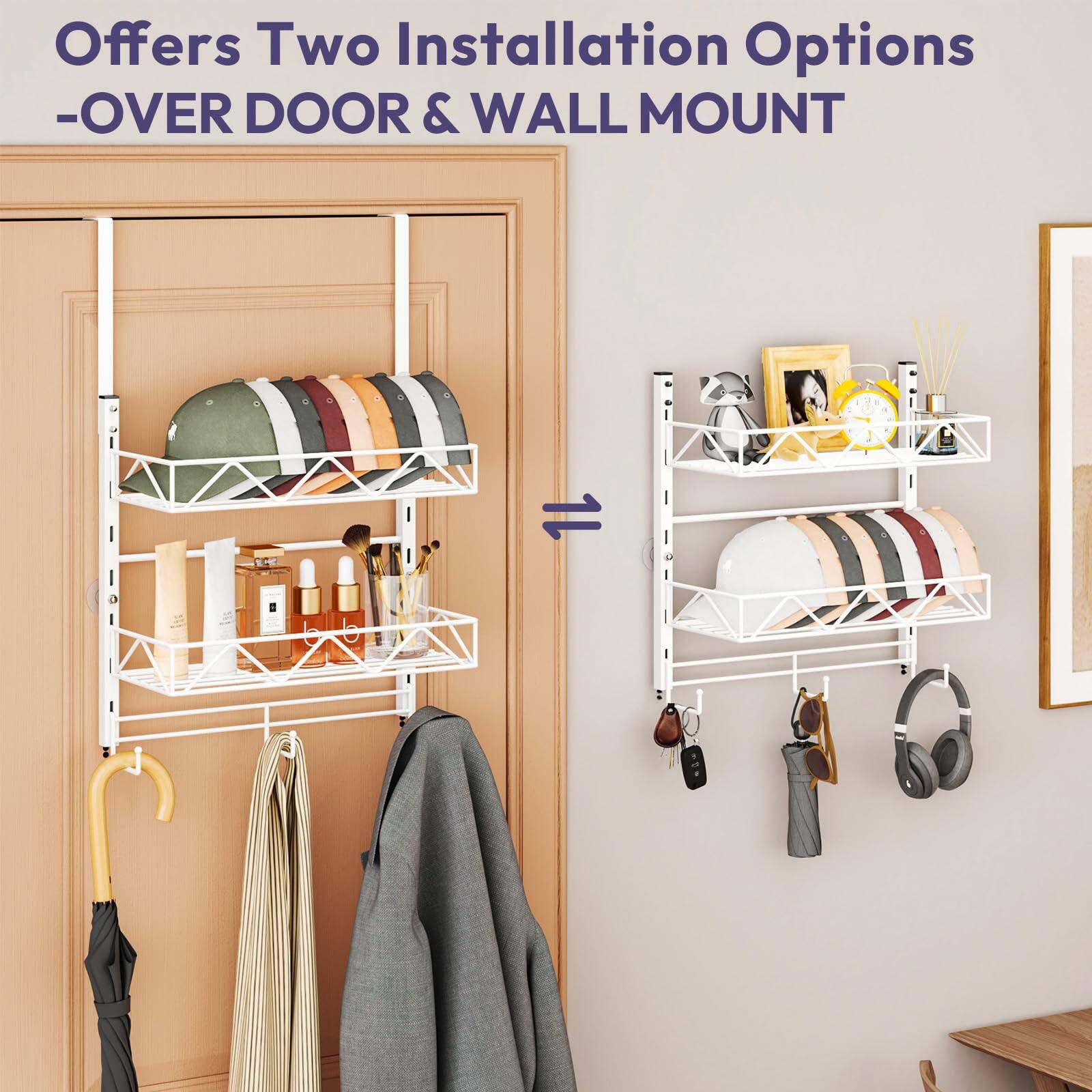 Offers Two Installation Options  
- OVER DOOR & WALL MOUNT