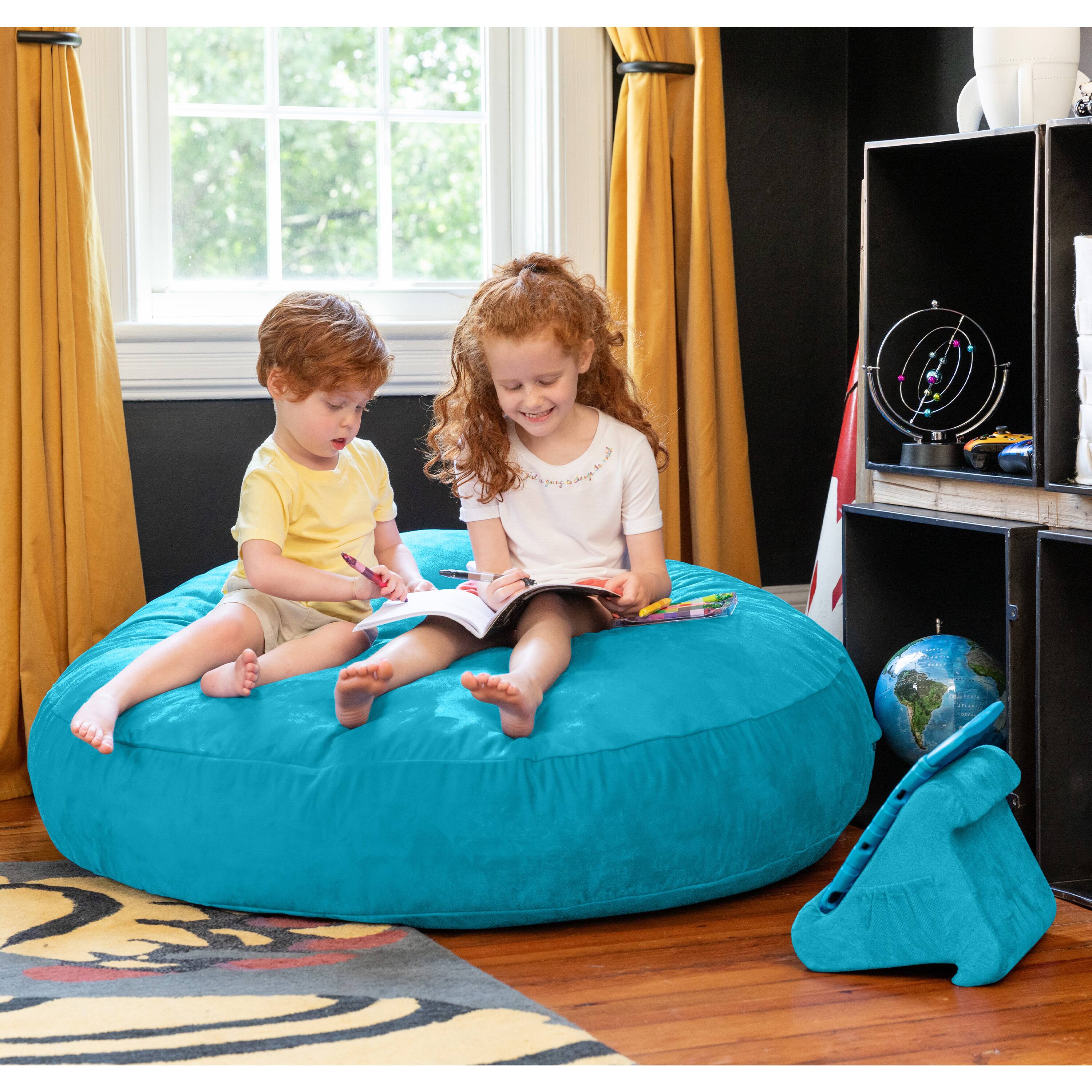 Left. Jaxx - Jaxx Cocoon 4 Foot Bean Bag Chair and Crash Pad, Aqua - Aqua.