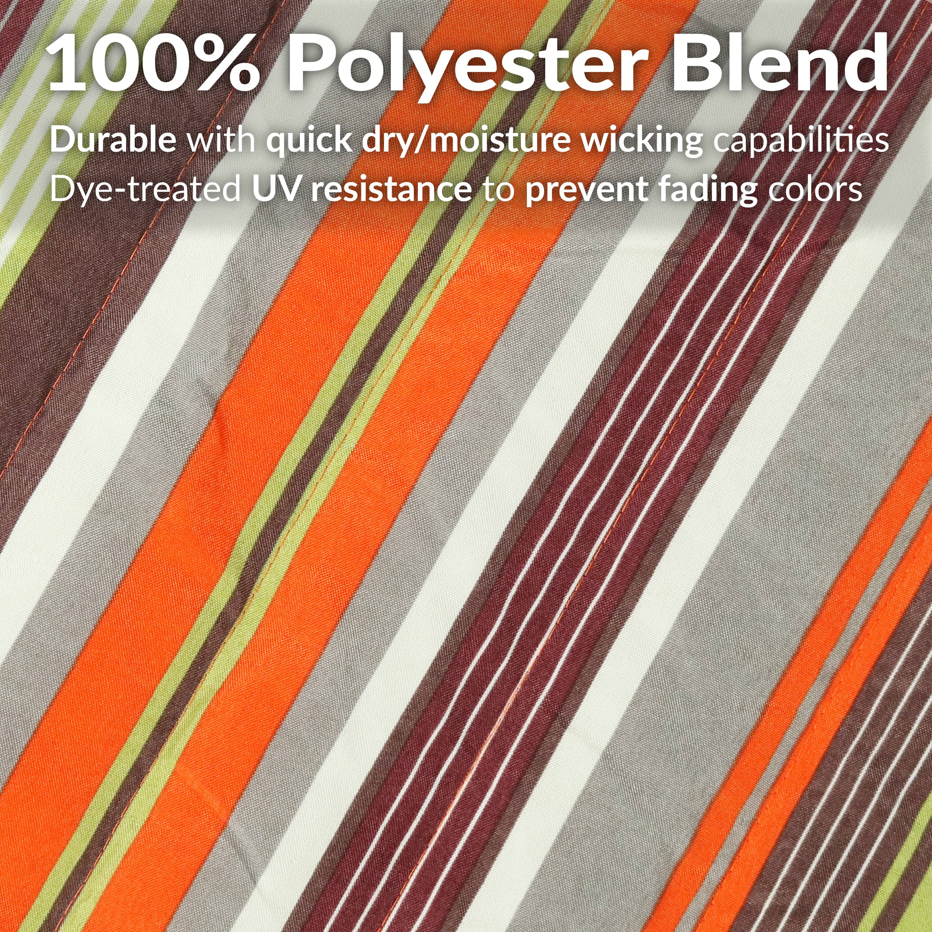 100% Polyester Blend

Durable with quick dry/moisture wicking capabilities

Dye-treated UV resistance to prevent fading colors
