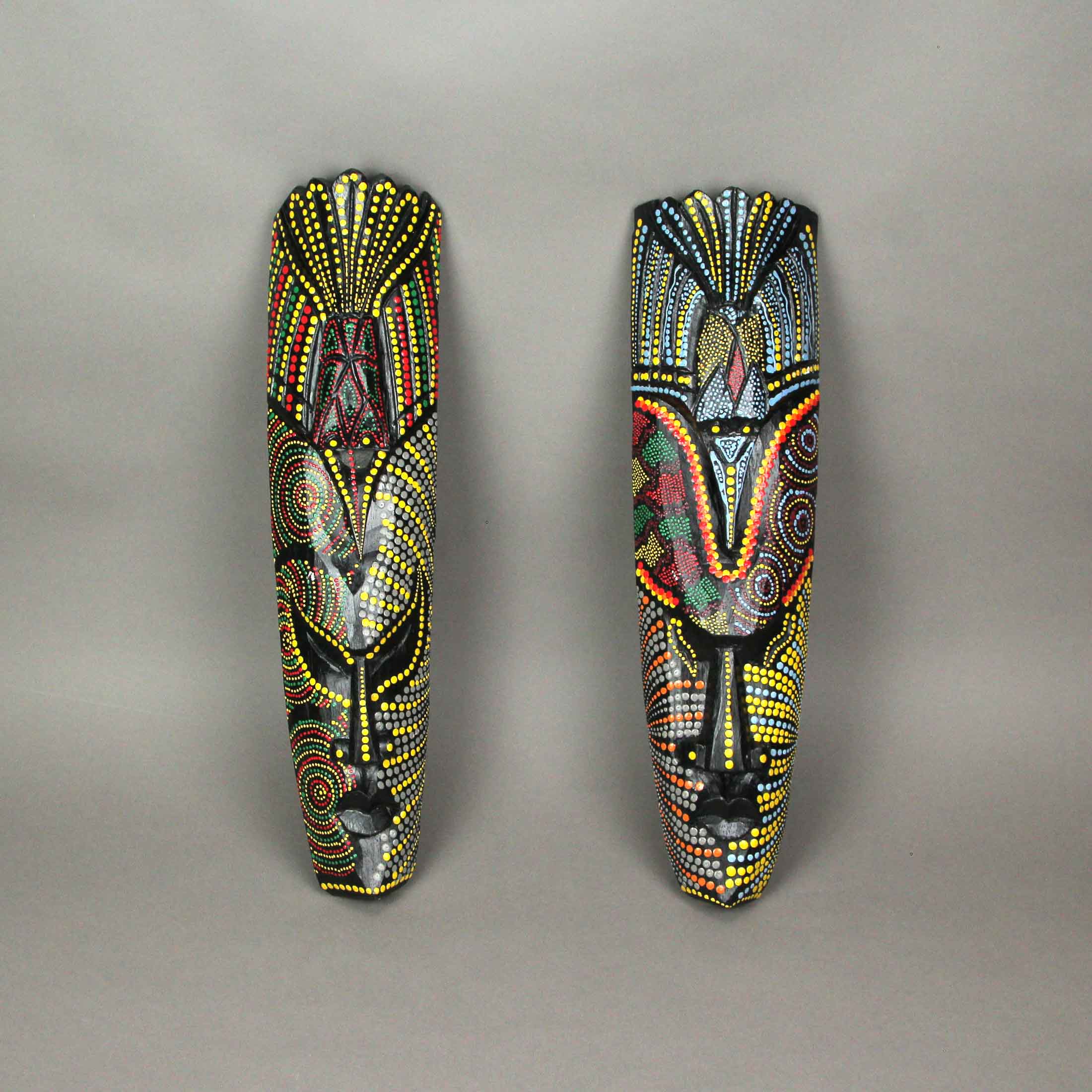 Alt View 5. Zeckos - Topang Burang Aborigine Mask Hand Crafted Wall Decor 20 Inch - Multicolored.