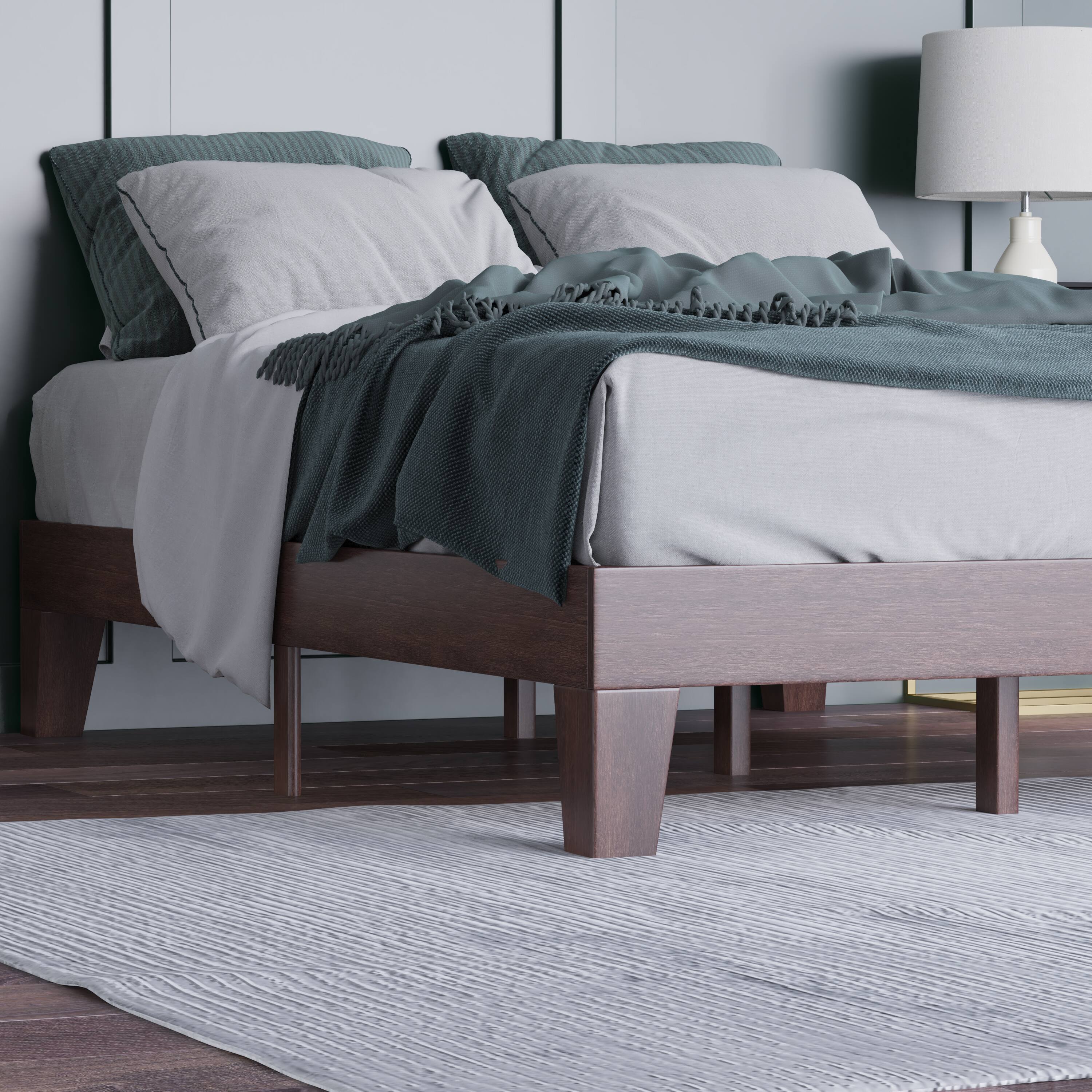 Alt View 3. Emma + Oliver - Avila Wooden Platform Bed with Wooden Support Slats; No Box Spring or Foundation Required - Walnut.
