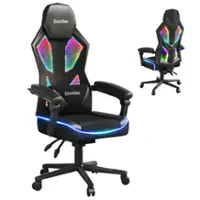 Bestier Ergonomic PU Breathable Mesh Lighting Gaming Chair - black - Front_Zoom