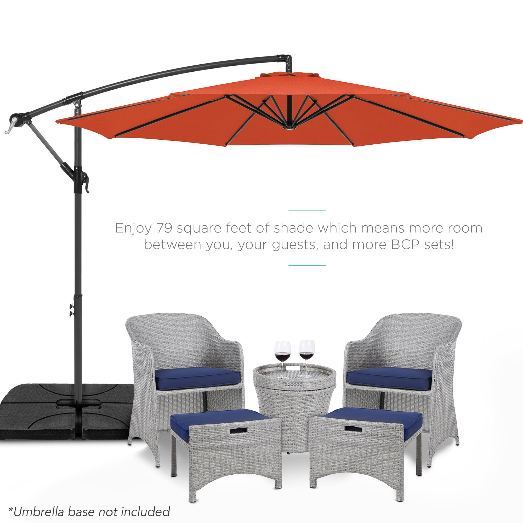 Enjoy 79 square feet of shade which means more room between you, your guests, and more BCP sets!

*Umbrella base not included