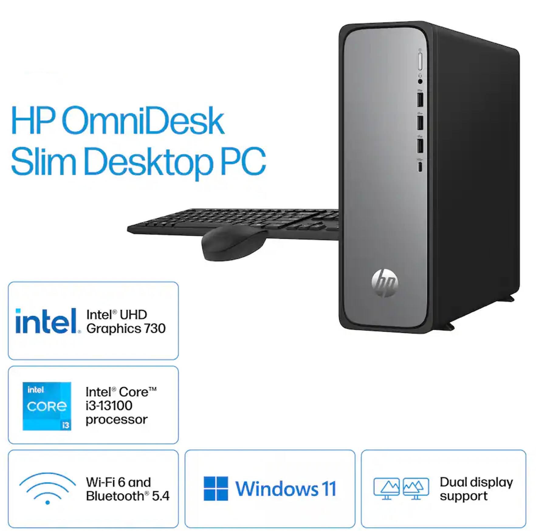 HP Upgraded OmniDesk Slim Desktop (i3 13100, 16GB, 512GB SSD