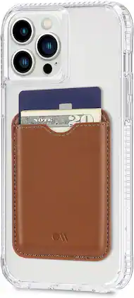 Case-Mate - Magnetic Card Holder Work With Magsafe ( Compatible Case Or iphone Securely Holds Cards &Cash) - Cognac Brown
