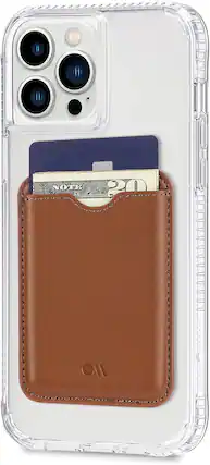 Front. Case-Mate - Magnetic Card Holder Work With Magsafe ( Compatible Case Or iphone Securely Holds Cards &Cash) - Cognac Brown.