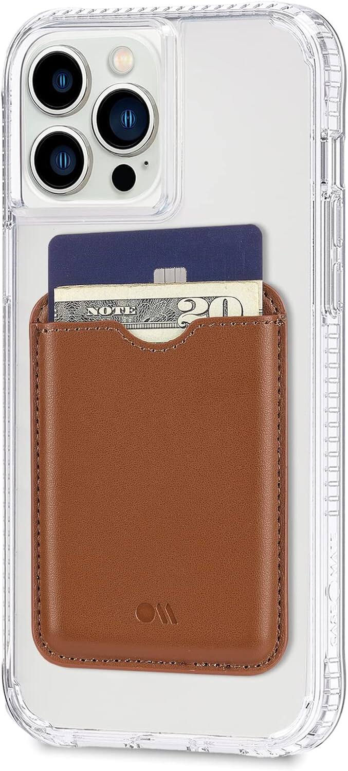 Front. Case-Mate - Magnetic Card Holder Work With Magsafe ( Compatible Case Or iphone Securely Holds Cards &Cash) - Cognac Brown.