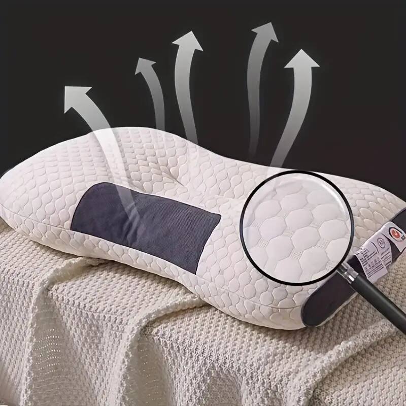 Left. TinyHomie - 3D Knitted Cotton Massage Pillow 1pack - White.