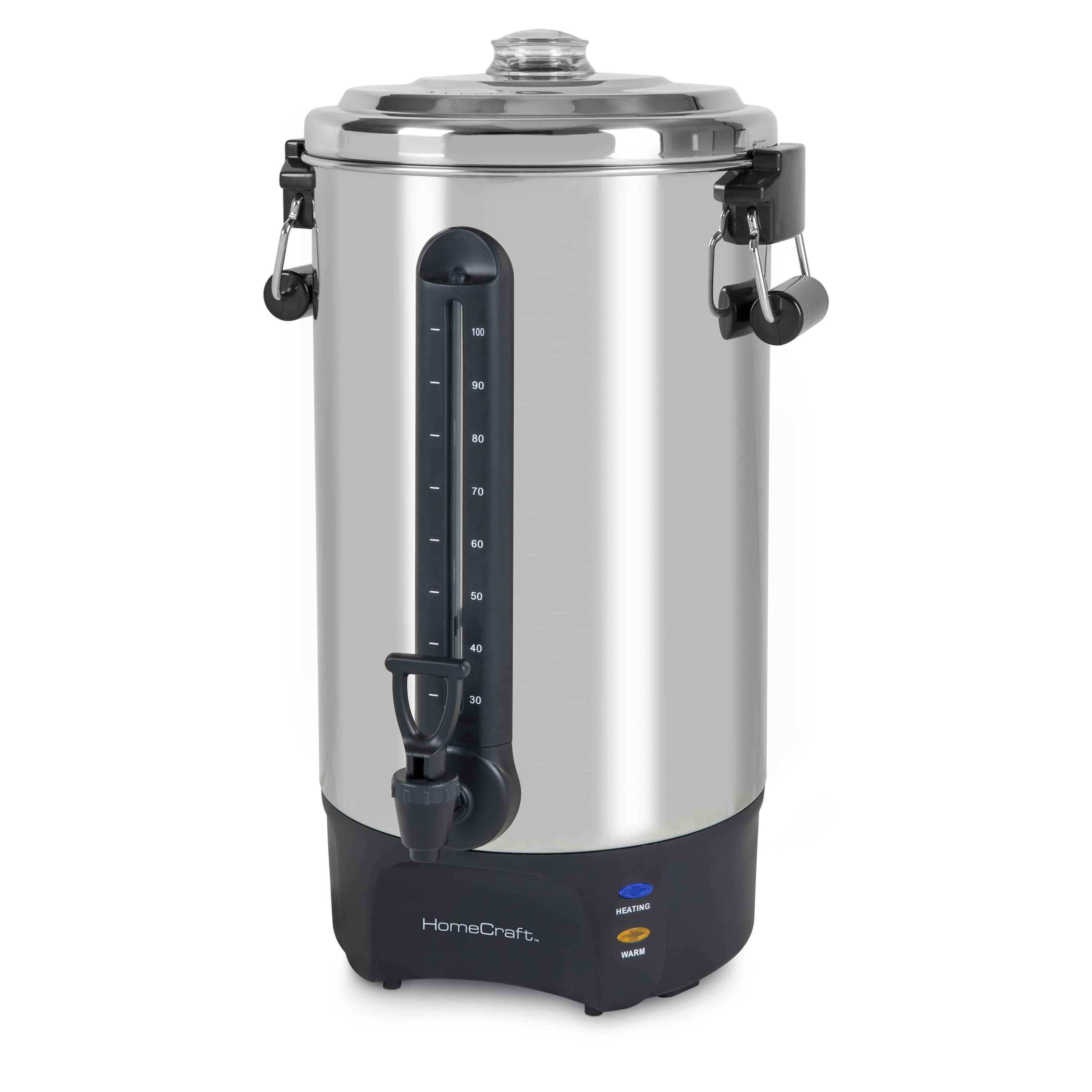 HomeCraft - 100-Cup Coffee Urn and Hot Beverage Dispenser with Dripless Faucet, Quick-Brewing - Stainless Steel