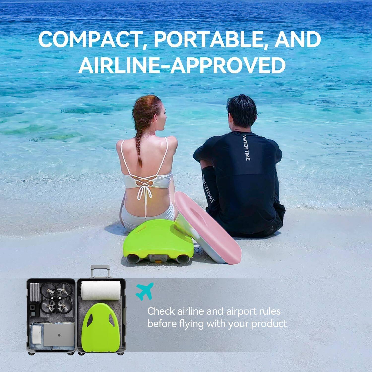 COMPACT, PORTABLE, AND AIRLINE-APPROVED
IWATERTIME
Check airline and airport rules before flying with your product